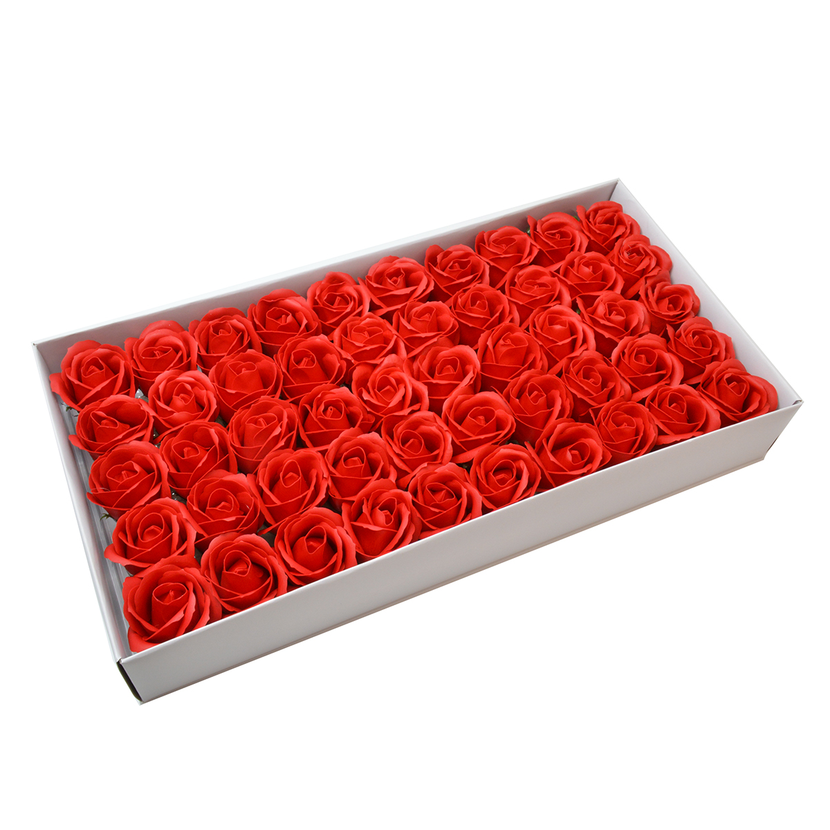 Set 50 trandafiri sapun parfumati, atingere reala, rosu calitatea I AFO