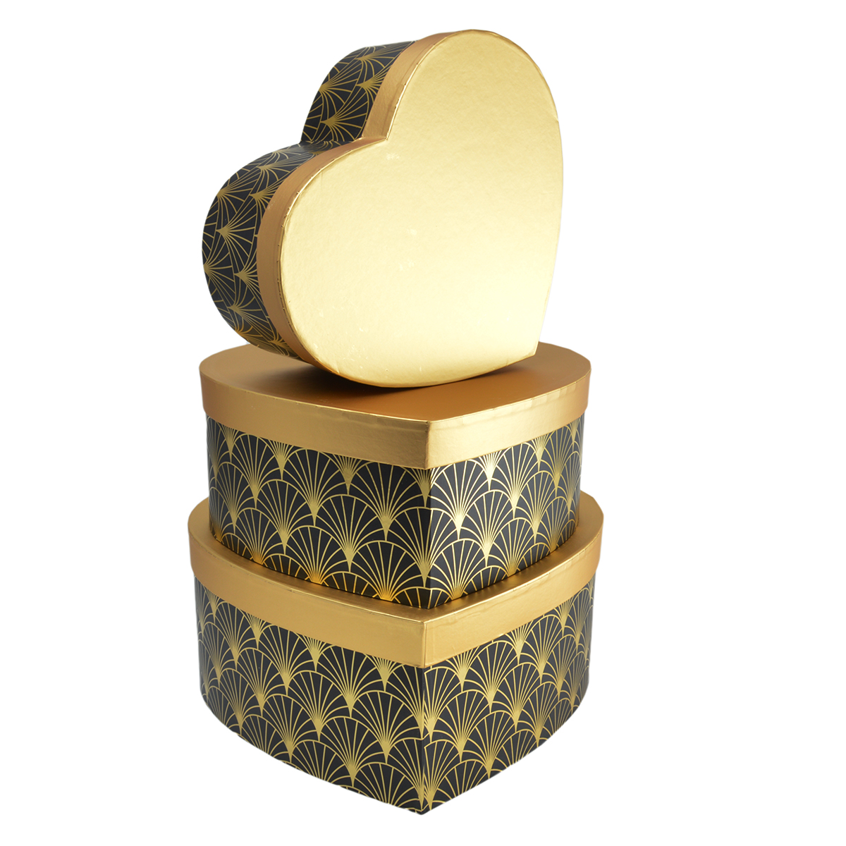 Set 3 cutii inima TURKEY cu capac auriu negru 27-153 AFO