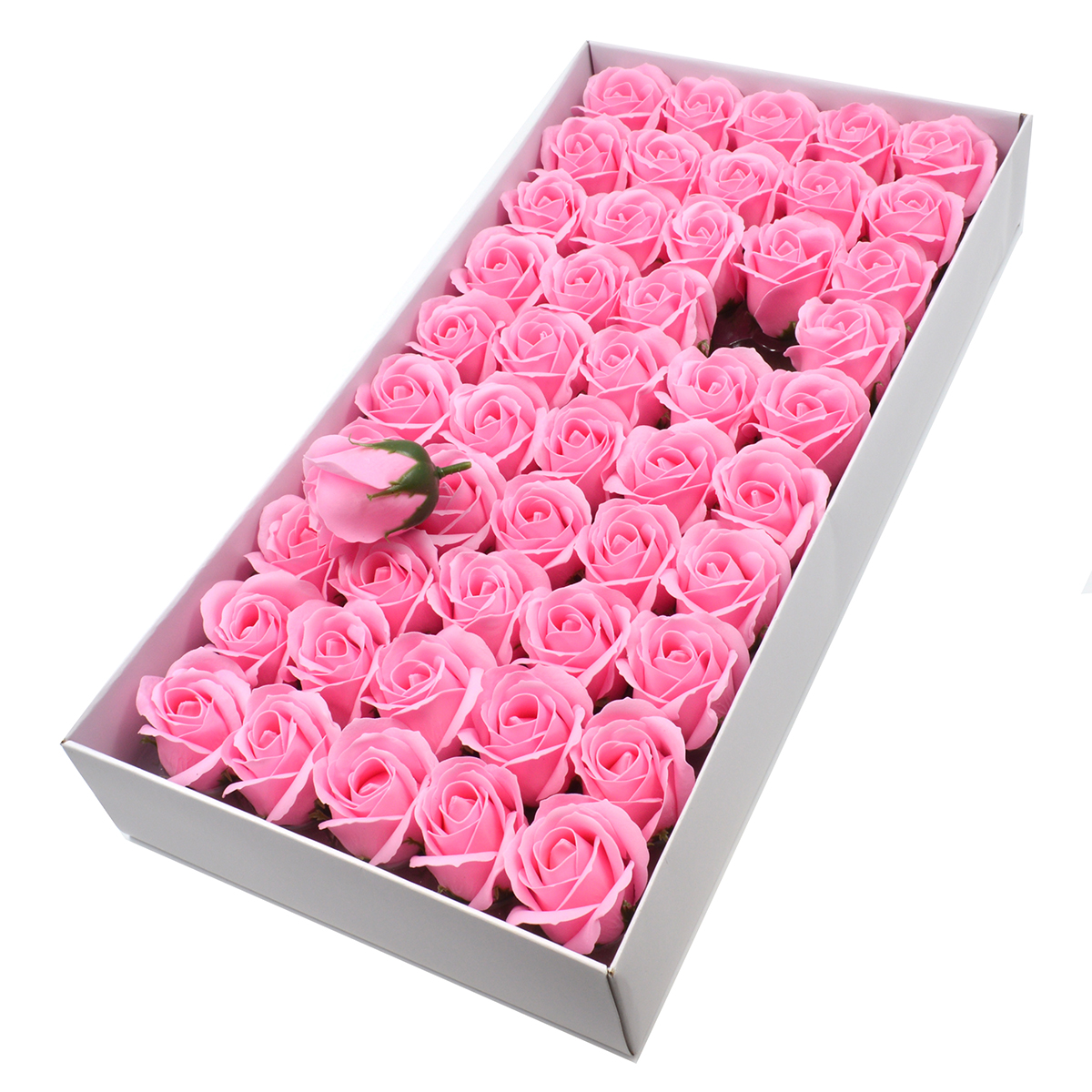 Set 50 trandafiri sapun parfumati, atingere reala, roz