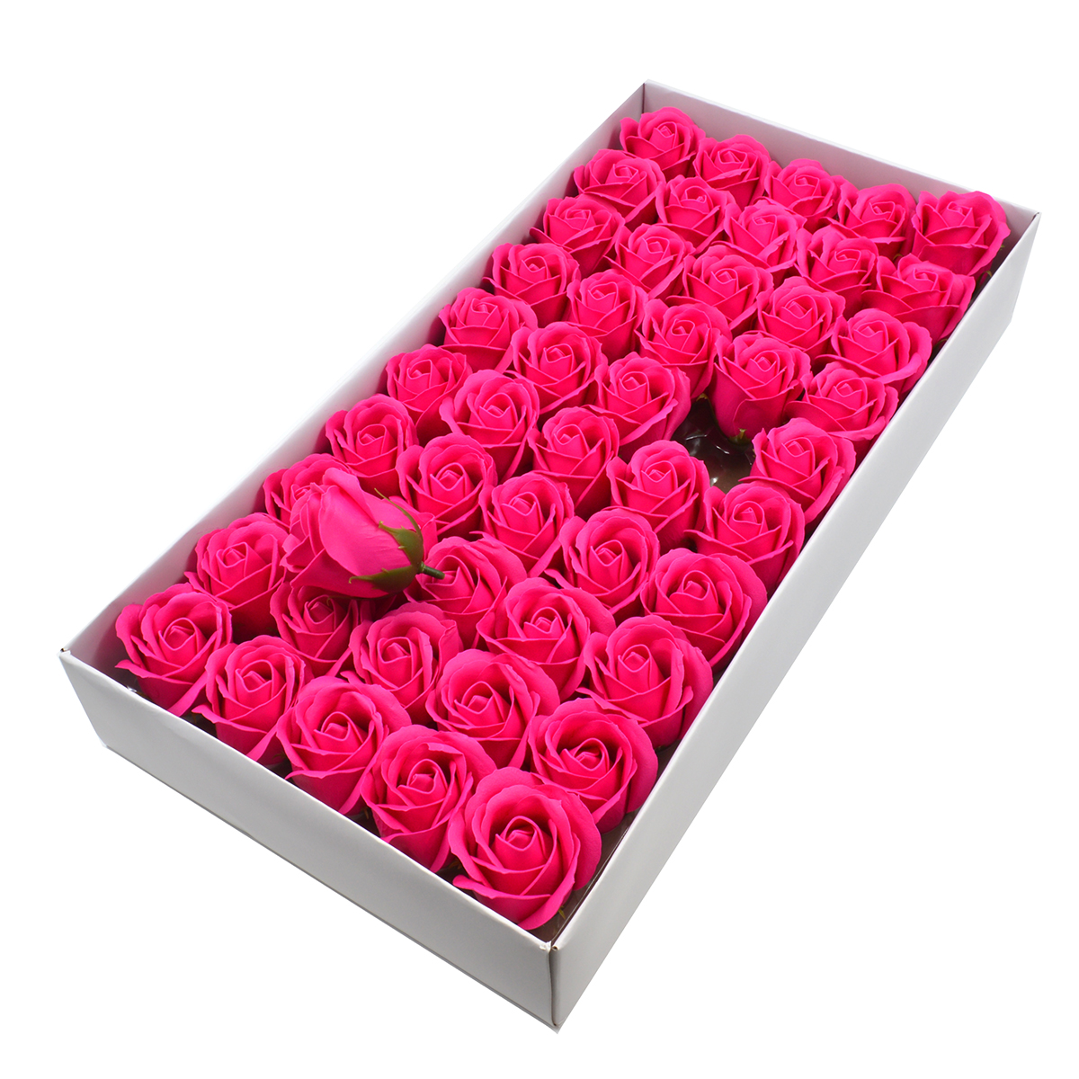 Set 50 trandafiri sapun parfumati, atingere reala, roz intens