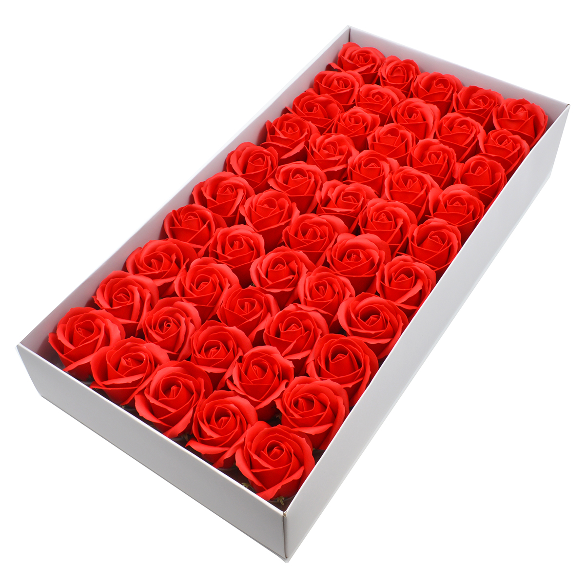 Set 50 trandafiri sapun parfumati, atingere reala, rosu calitatea I