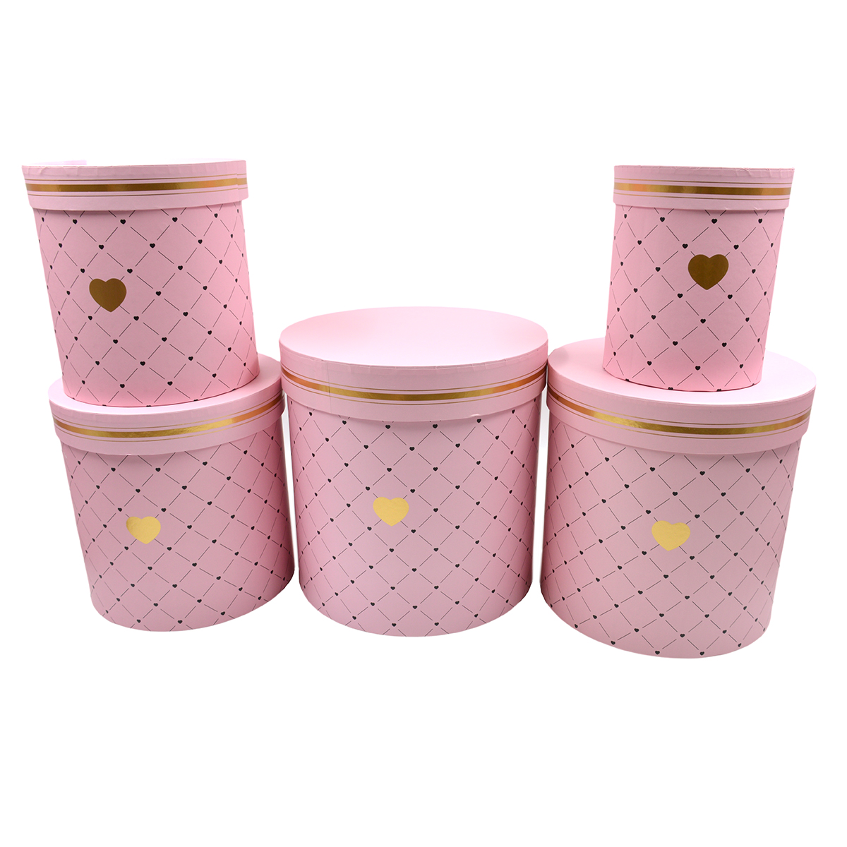 Set 5 cutii cilindrice mari roz