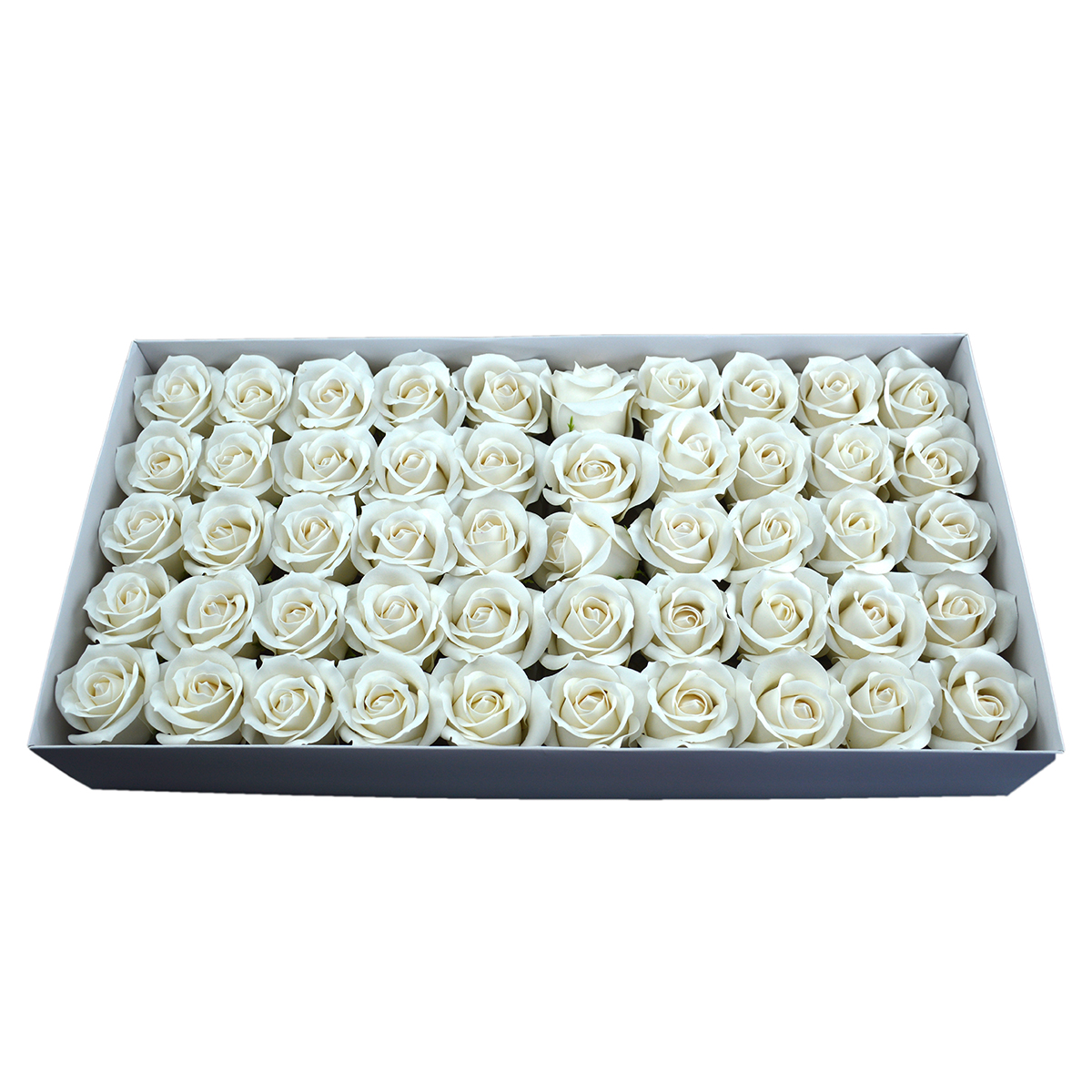 Set of 50 fragrant soap roses, real touch, white