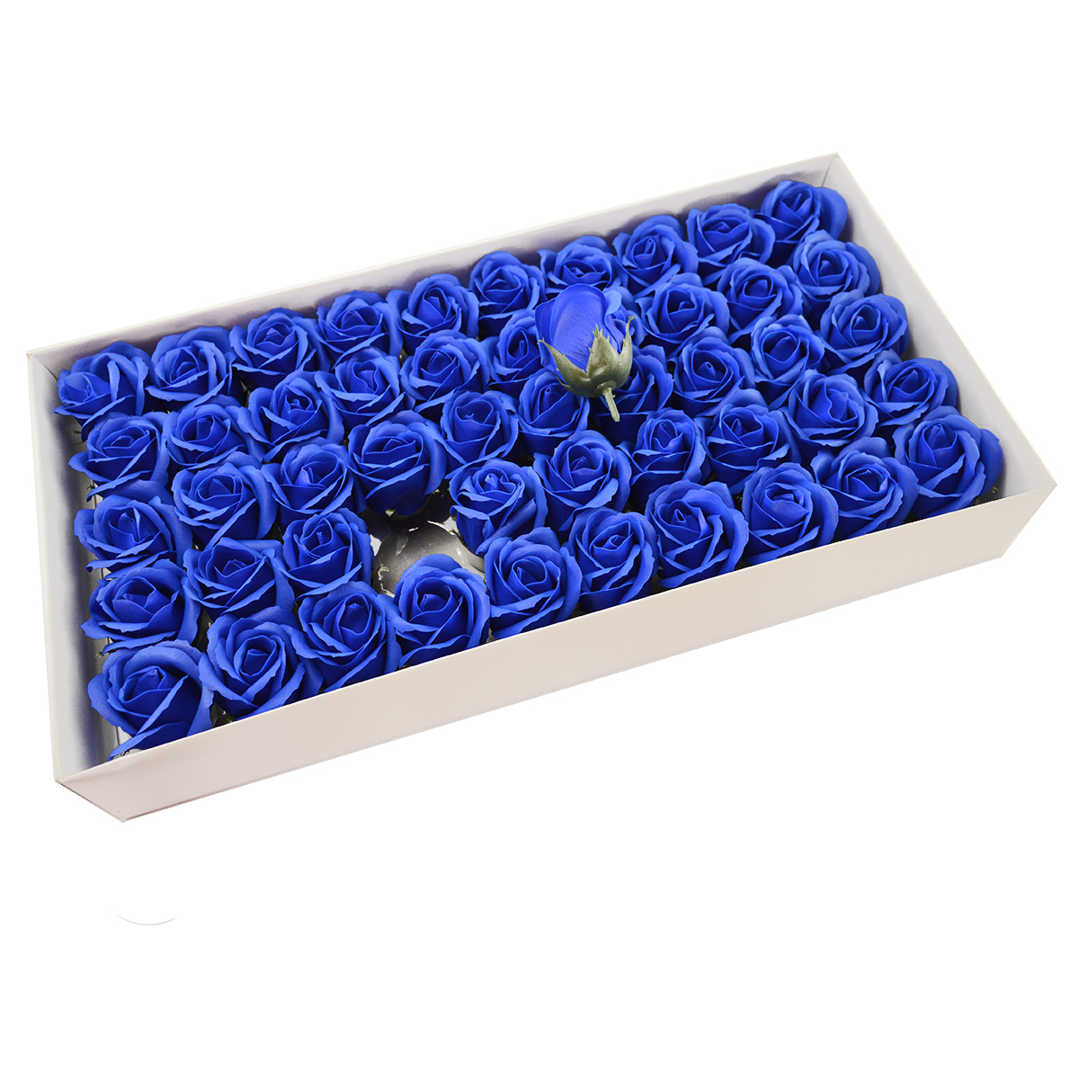 Set 50 trandafiri sapun parfumati, atingere reala, albastru inchis AFO