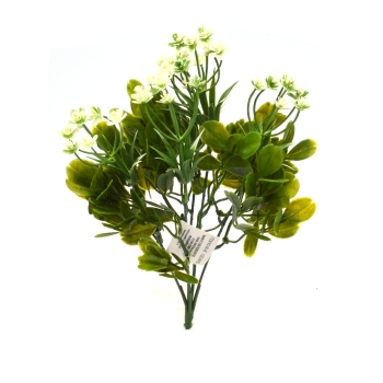 Buchetel buxus cu flori galben alb