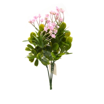 Buchetel buxus cu flori roz