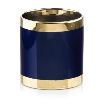 Ghiveci ceramica cilindru albastru auriu 13x13cm
