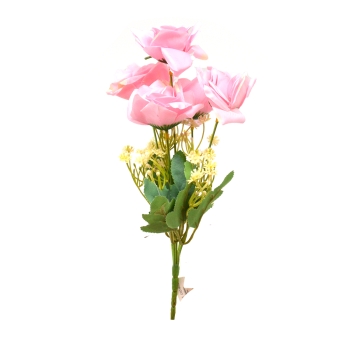 Buchet artificial trandafir rhodos roz deschis