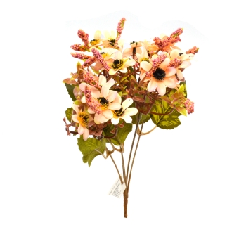 Buchet fir artificial mini crizanteme cu muguri piersica