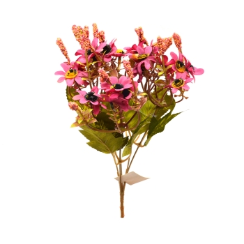 Buchet fir artificial mini crizanteme cu muguri siclam