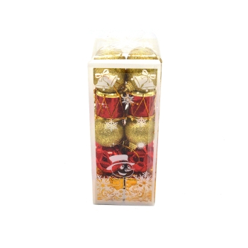 Set 20 globuri si ornamente craciun mici auriu in cutie acetofan rosu auriu 70-16