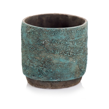 Ghiveci ciment ceramic rustic turquoise