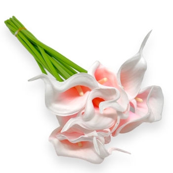 Buchet 10 fire Cala Lily siliconat roz alb