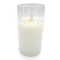Lumanare LED pahar sticla transparenta cu dungi 7.5x15cm