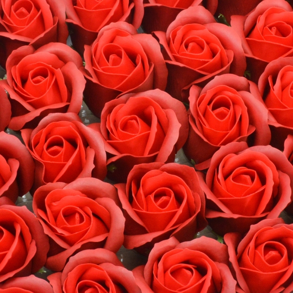 Set 50 trandafiri sapun parfumati atingere reala DUO grena rosu C23-61