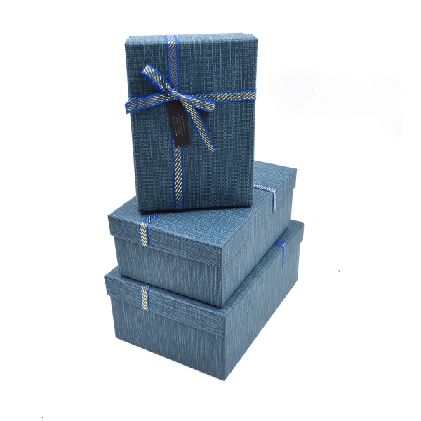 Set 3 cutii dreptunghiulare model tapet albastru AFO