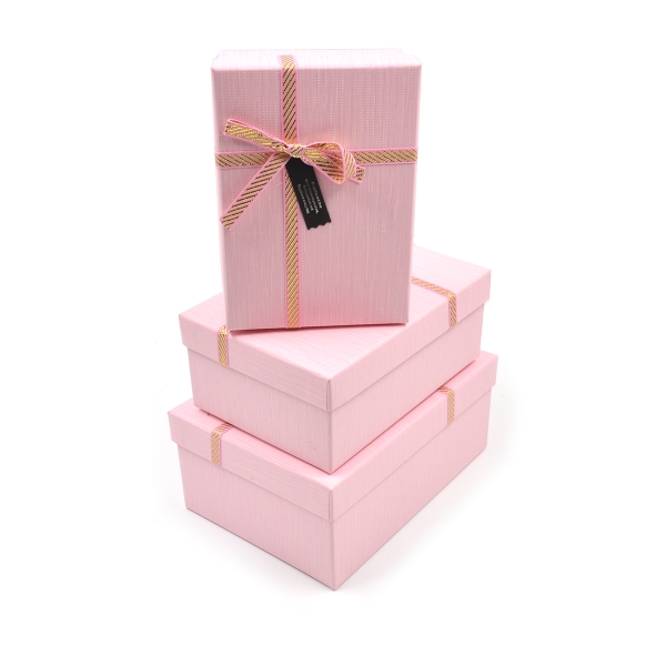 Set 3 cutii dreptunghiulare model tapet roz AFO