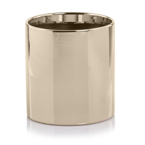 Ghiveci ceramica cilindru auriu oglinda 13x14cm