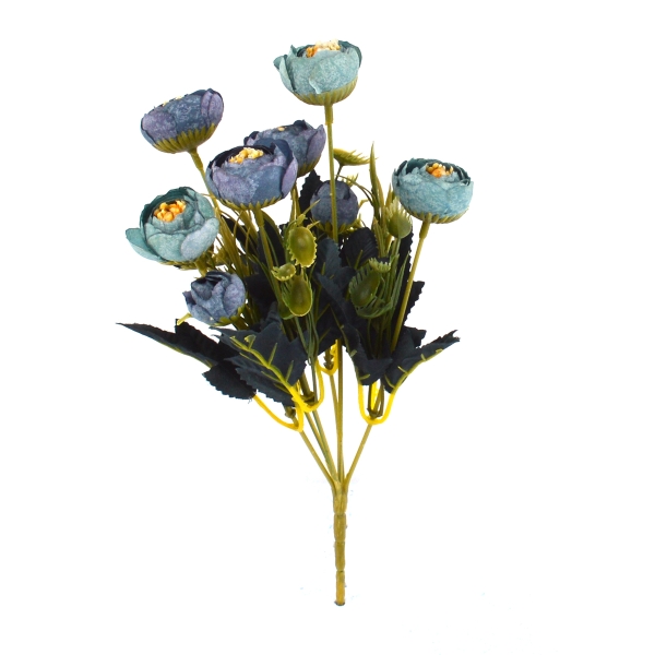 Flori Mini Buchet Ranunculus Vintage Albastru cu Turquoise