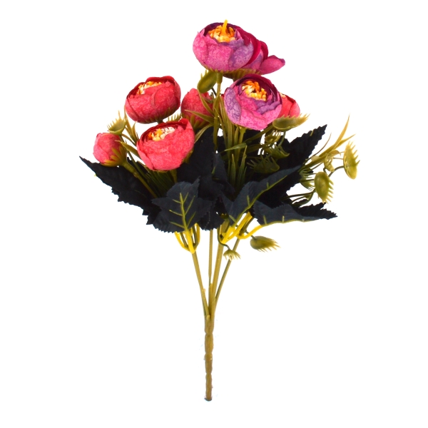 Flori Mini Buchet Ranunculus Vintage Rosu cu Siclam