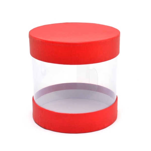 Mini cutie cilindrica transparent rosu cod 21-7